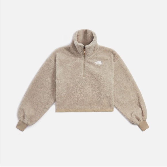 The North Face women’s platte Sherpa Teddy 1/4 zip in flax